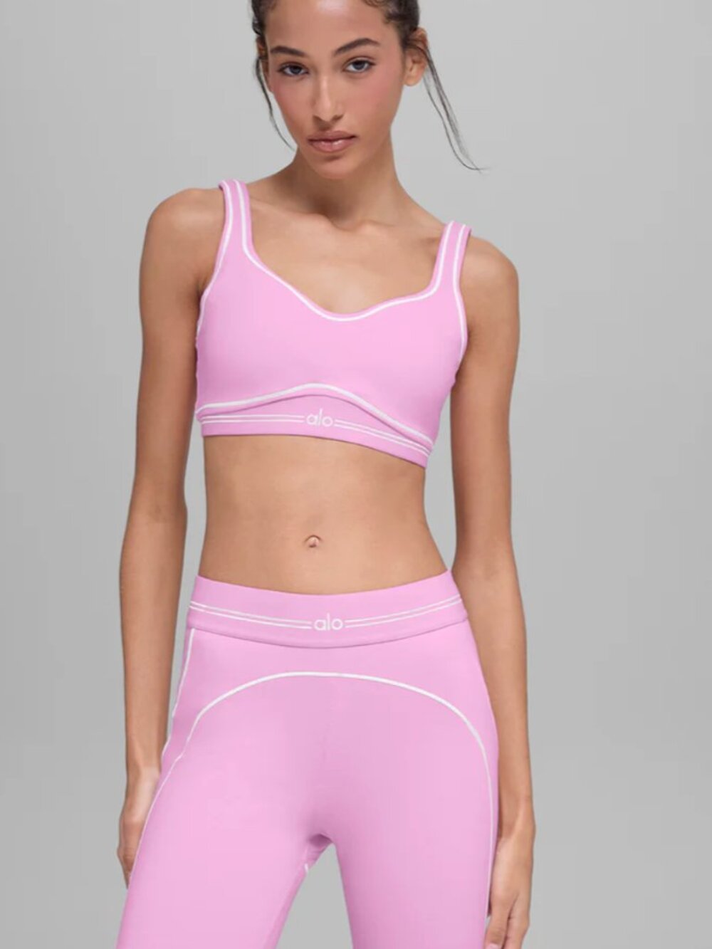 Alo Candy Heart Pink/White Leggings Set NWT - XS